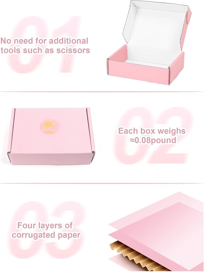 6x4x1.6 Inch Small Shipping Boxes, Pack of 50 Pink Cardboard Boxes, Mailer Packaging Boxes for Gift