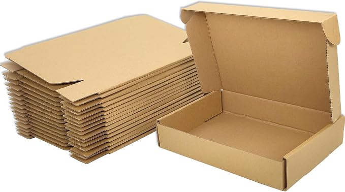 8x5.5x1.6 Shipping Boxes Brown Mailer Corrugated Cardboard Box(25pcs) | for Packaging, Literature, Packing, Mailing, Storage, Small Business, Moving, Gift, Supplies, Quick Fold, Tab Locking