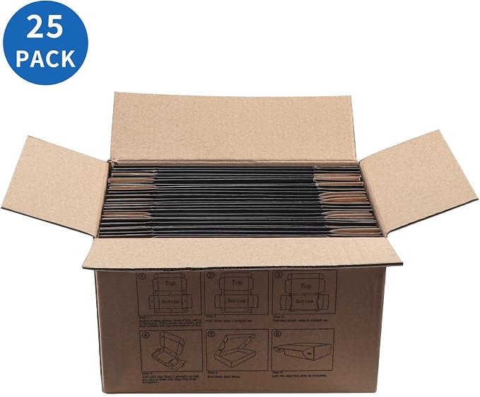 Hoikwo 25 Pack 7x5x2 Shipping Boxes for Small Business, Black Packaging Cardboard Boxes, Moving Mailing Packing Box