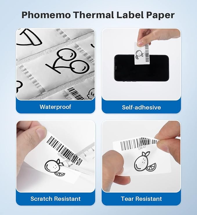 Phomemo Thermal Labels 2.36"x3.14" - Premium Adhesive Multipurpose Stickers for M220 M250 M260 M221 M200 Label Makers - 3 Rolls 300 Labels for Logo Design, QR Code, Name Tag, Small Business