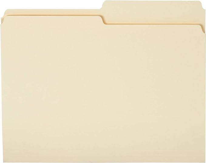 Amazon Basics Manila File Folders, Letter Size, 1/2 Tab in Left and Right Positions, 8.5" x 11", 36-Pack