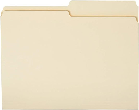 Amazon Basics Manila File Folders, Letter Size, 1/2 Tab in Left and Right Positions, 8.5" x 11", 36-Pack