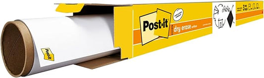 Post-it Dry Erase Whiteboard Film Surface for Walls, Doors, Tables, Chalkboards, Whiteboards, and More, Removable, Stain-Proof, Easy Installation, 4 x 3 ft Roll (DEF4x3)