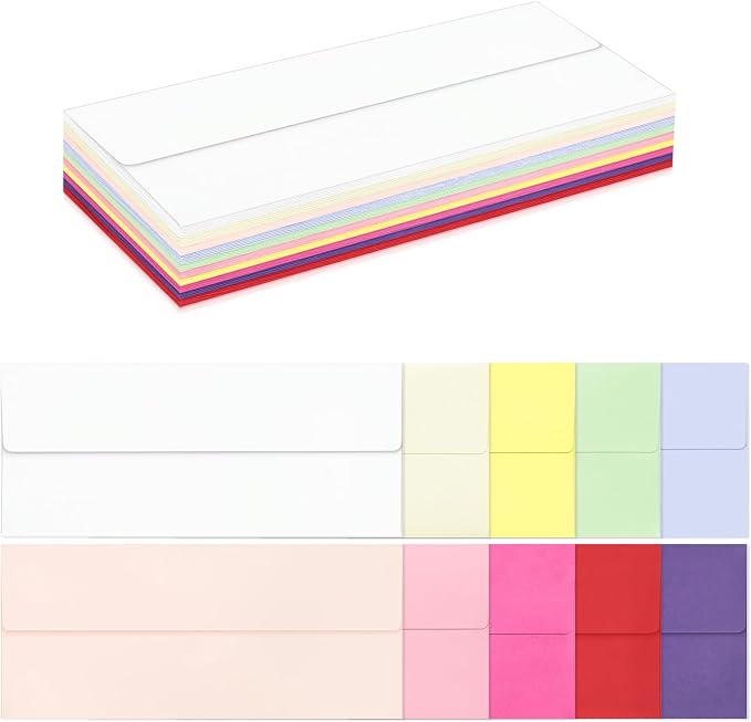 50 Pack #10 Colored Envelopes Letter Size Self Seal Business Envelopes | Colorful Security Mailing Envelopes, 4 1/8 x 9 1/2 Inches
