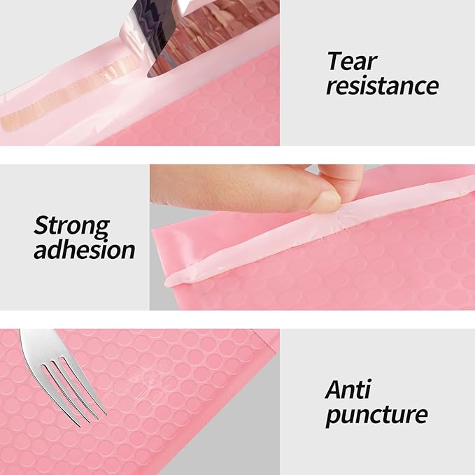 4x8 Inch Pink Bubble Mailers 80 Pack Self-Seal Poly Padded Envelopes Suitable for Small Businesses to Package and Mail Jewelry Cosmetics, Electronic Products, Cards (Pink, 4 * 8-80)