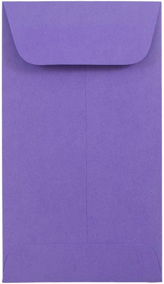 JAM PAPER #5.5 Coin Colored Business Envelopes - 3 1/8 x 5 1/2 - Violet Purple Recycled - 50/Pack