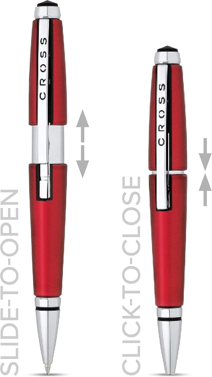 Cross Edge Formula Red Selectip Rollerball Pen, Black Ink - Elegant Accessory for Effortless Writing - Capless Slide-Open & Snap-Shut Design - Ergonomic Shape - Comfortable Grip - Ideal Gift