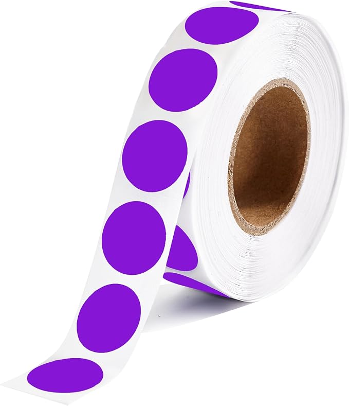 1000 Pcs Purple Round Stickers 1/2 Inch Color Circle Dot Stickers Small Code Labels for Office Shop Yard Sale Home Classroom Marking (Purple)