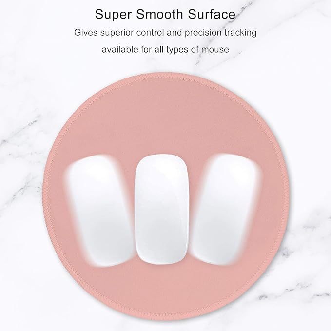 Hsurbtra Mouse Pad, Premium-Textured Small Round Mousepad 8.7 x 8.7 Inch Warm Pink, Stitched Edge Anti-Slip Waterproof Rubber Pretty Cute Computer Mat for Office Home Gaming Laptop Men Women Kids