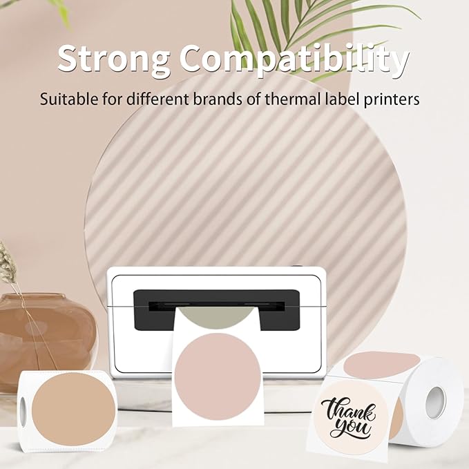3 Inch Thermal Label,Morandi Round Thermal Printer Label,Waterproof Thermal Stickers for DIY Logo Design,Name Tag,Thanks Card 300 Labels/Roll (Morandi)