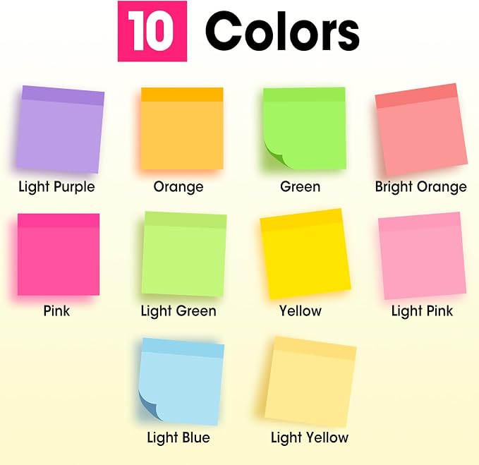 120 Pads Sticky Notes 3x3, Self-Stick Pads Bulk Bright Colors, School Supplies, Office Products, 50 Sheet/Pad