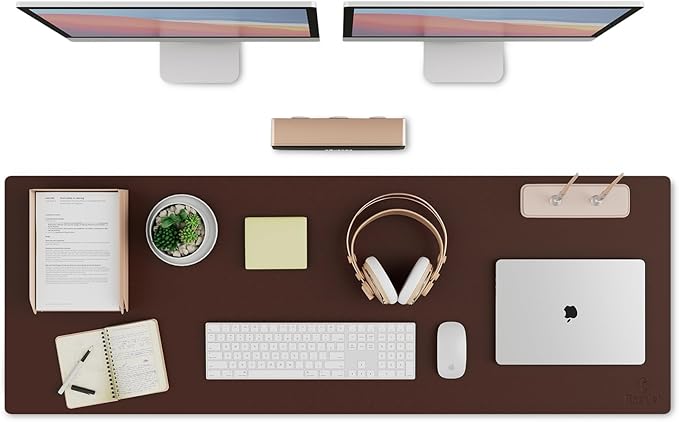 K KNODEL Extra Large Desk Mat, Leather Mouse Pad (47.2"x17", Dark Brown) | Desk Pad, Keyboard Pad, Computer and Laptop Mat, Desktop Protector and Cover, Writing Pad and Blotter for Home Office