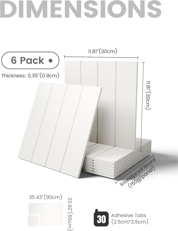 Fluxynara 36" x 24" Large Felt Bulletin Board, Milky White | 6 Pack Cork Board Alternative with 30 Safe Adhesive Tabs, Pin Boards for Wall Decor, Home, Office, Classroom,Dorm
