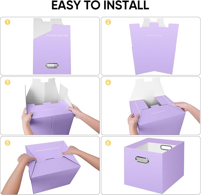 BALEINE File Organizer Box, Cardboard File Folder Organizer with Handle for Letter Size, Portable Collapsible Hanging Filing Box for Home Office Document Storage (8 Pack, Large Lavender)