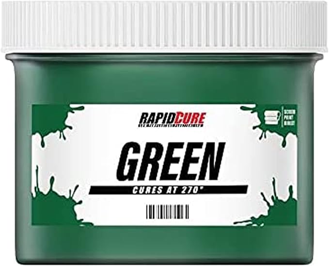 Rapid Cure® Screen Printing Ink Green (8oz.) - Plastisol Ink for Screen Printing, Fast Curing Fabric Paint - Screen Print Direct®, USA Made