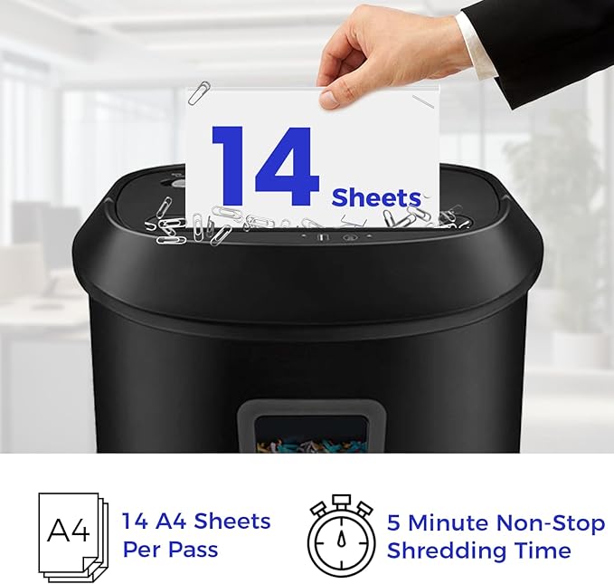 Paper Shredder Cross-Cut Shredder with US Patented Cutter Shredding Machine for Home Office,Fast with Jam Proof System,6.6-Gallon Basket (ETL)