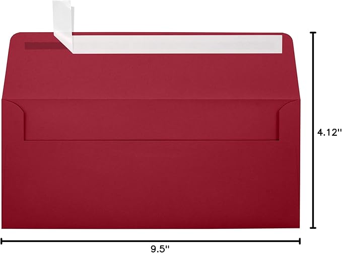 LUXPaper #10 Business Envelopes | Peel & Press | 4 1/8" x 9 1/2" | Garnet Red | 80lb. Text | 1,000 Qty