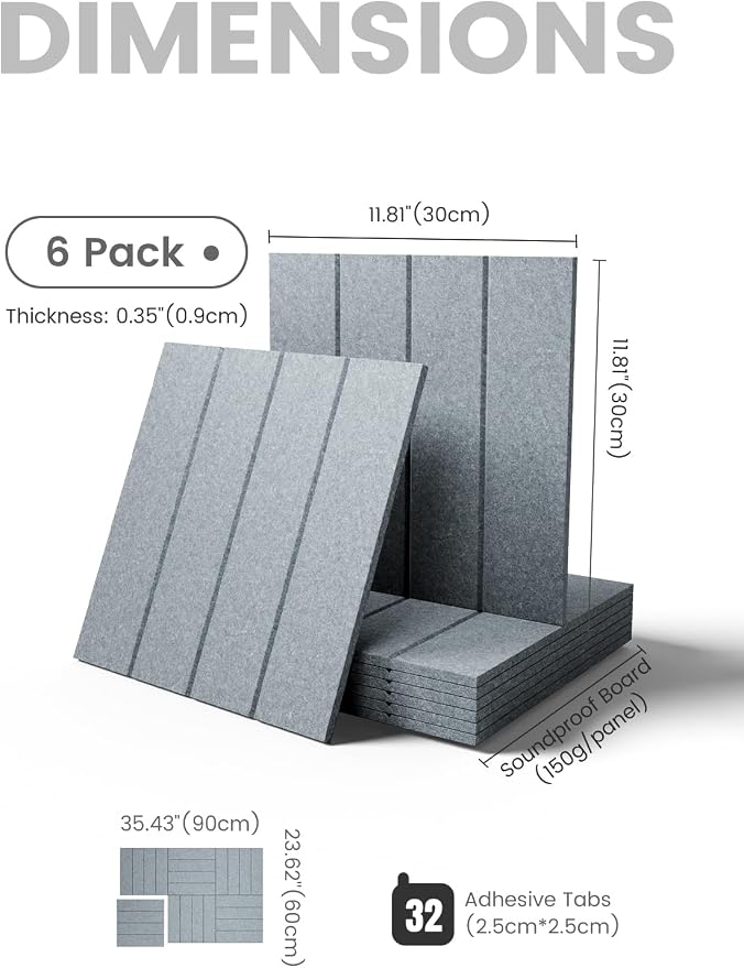 Fluxynara Felt Bulletin Board & Cork Board Alternative, Blue Gray | 36" x 24" Pin board, Removable Adhesive Tabs, Easy Install Without Wall Damage, For Home Office Decor