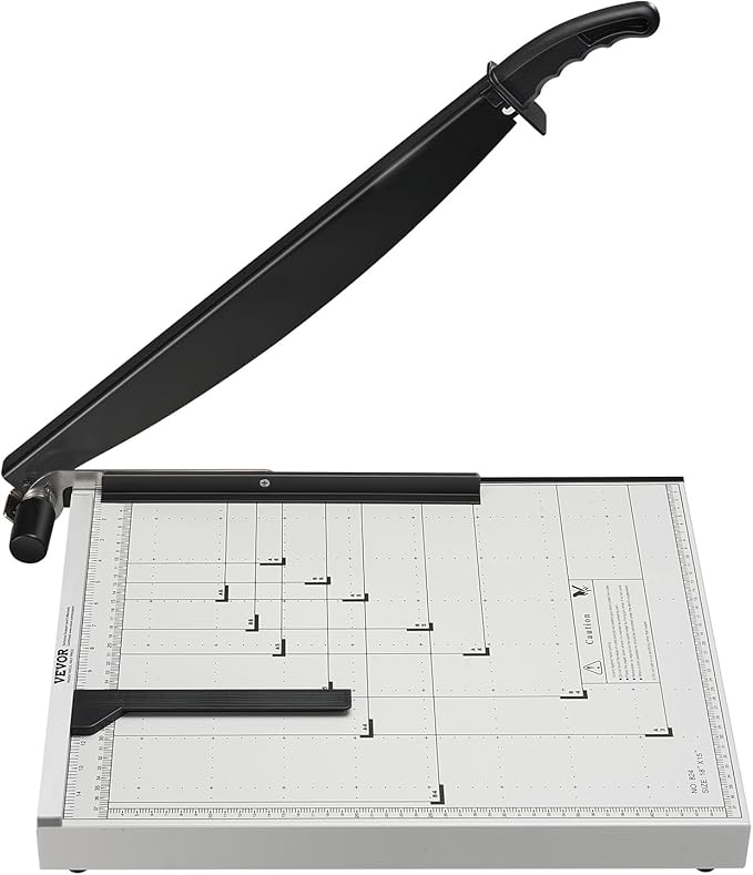 VEVOR Paper Cutter, 18 in Cut Length Guillotine Trimmer, 15-Sheet Capacity, Heavy-Duty Paper Cutter with Security Guard Rail/Blade Lock, Paper Trimmer for Cardstock, Cardboard, Home, Office & School