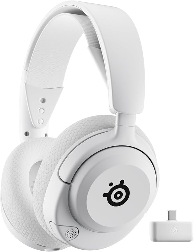 SteelSeries Arctis Nova 5P Wireless Multi-System Gaming Headset — White — Neodymium Magnetic Drivers — 100+ Audio Presets — 60 HR Battery — 2.4GHz or BT — Gen2.X Mic — PS5, PS4, PC, Switch, Mobile