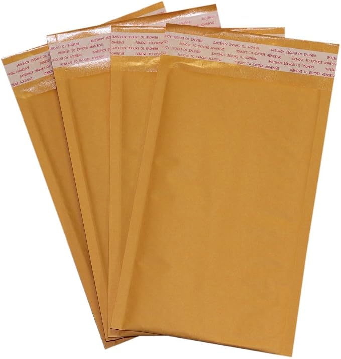 50 Pack of 4x8#000 Kraft Bubble Mailers Self Sealing “Peel and Seal” by Secure Seal 4” x 8” Padded Shipping Envelopes