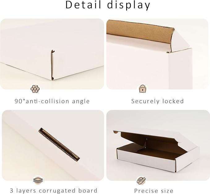 BIOBROWN 7x5x1" 50 Pack Corrugated Cardboard Boxes Small Shipping Box for Packaging Small Business Mailer Mailing White