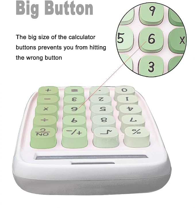 Mechanical Calculator, Bubble Calculator (Green) | Large LCD Display 8 Digit Tilt Screen and Big Button for Teachers Students Basic Office