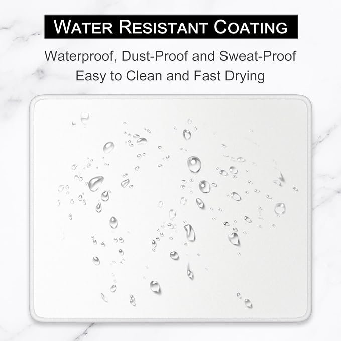 Hsurbtra Mouse Pad, Premium-Textured Square Mousepad 10.2 x 8.3 Inch, Stitched Edge Anti-Slip Waterproof Rubber Pretty Cute Computer Mat for Office Gaming Laptop Women Kids Ivory White