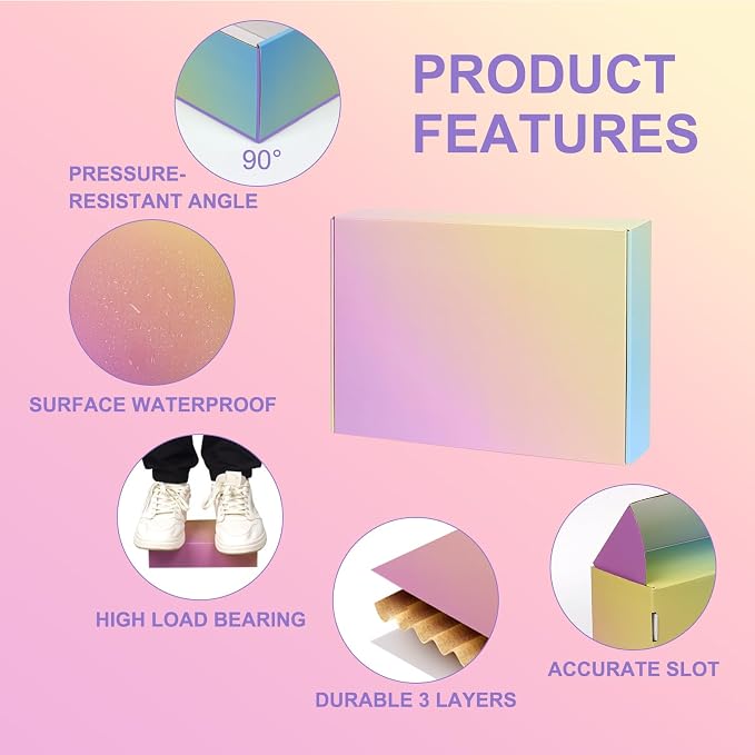 Shipping Boxes Medium 10x8x2", Colorful Mailer Boxes for Packaging 15 Pack, Corrugated Cardboard Boxes for Small Business Mailing