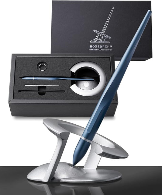 novium Hoverpen Interstellar - Futuristic Luxury Pen | Aerospace Alloys, Unique Aesthetic, Free Spinning Executive Pen, Gifts for Men & Women (Neptune Blue)