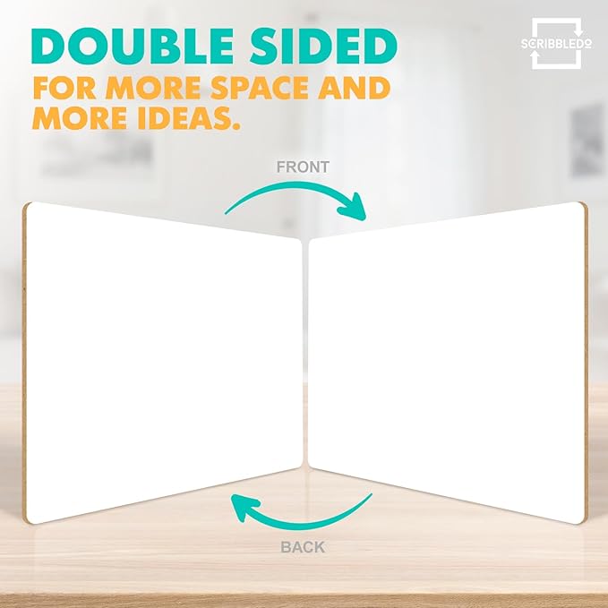 Scribbledo 2 Pack 9x12 Inch Small White Board and Mini Dry Erase Board Handheld Whiteboards for Students, Home, Office, and Kitchen Use, Dry Erase Boards