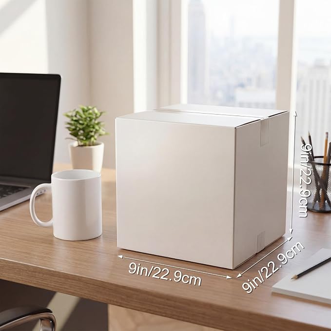 CRUGLA 9x9x9 Shipping Boxes 15 Pack, White Corrugated Cardboard Boxes with Side-Lock and Pre-Applied Double-Sided Tape, Easy Assemble Packing Mailer Boxes for Small Business Shipping