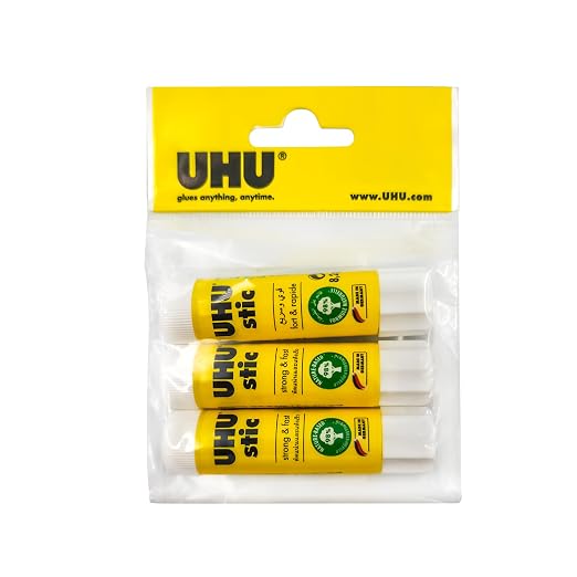UHU Stic Glue Stick - Solvent Free - Clear Application - 8G - Pack of 3