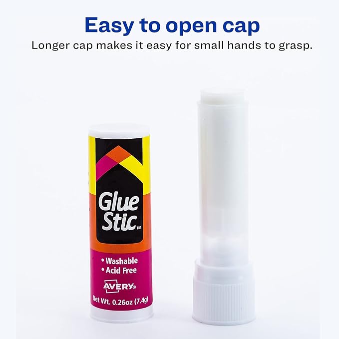 Avery 98089 Glue Sticks, Permanent.26 oz, Value Pack, 18/PK, Clear