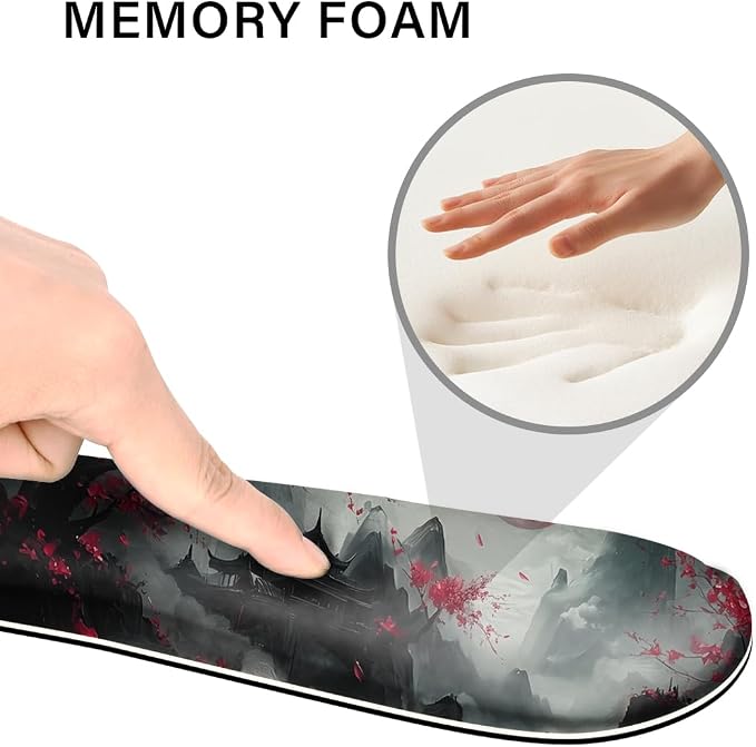 Desk Pad and Keyboard Wrist Rest,Janpense Large Mouse Pad + Keyboard Pad+Mouse Wrist Support, Non-Slip Desk Mat Protector for Office, Home 31.5×11.8 Inches Cherry Blossom