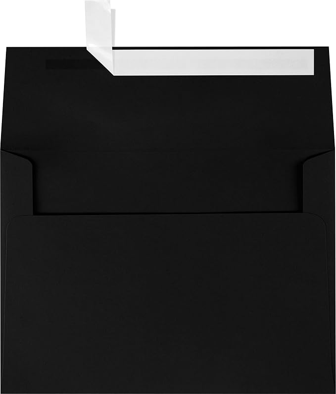 LUXPaper A7 Invitation Envelopes | Peel & Press | 5 1/4" x 7 1/4" | Midnight Black | 80lb. Text | 1,000 Qty