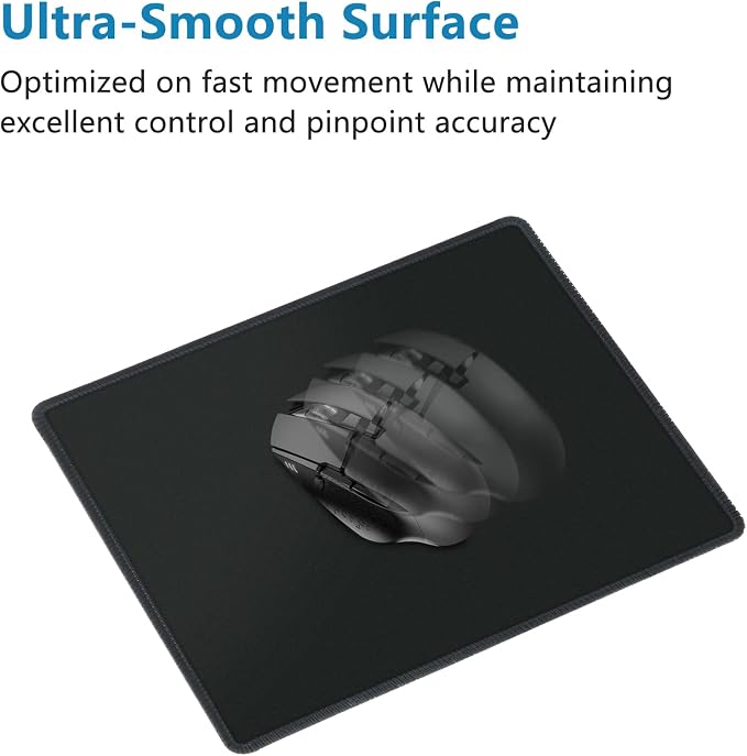 HZD 4-Pack Mouse Pads,10.1 x 8.2 inches Non-Slip Rubber Base, Black | Anti-Fray Stitched Edges Black Mouse Pad , Premium Mousepad, Water and Stain Resistant Protection mouse pads for desk