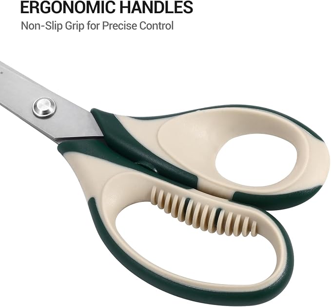 LIVINGO 3 Pack 8" Office Scissors All Purpose – Titanium Coated Blades | Ergonomic Colorful Handles, Sharp Heavy Duty Shears for Home, School Sewing & Craft Cutting Fabric, Paper
