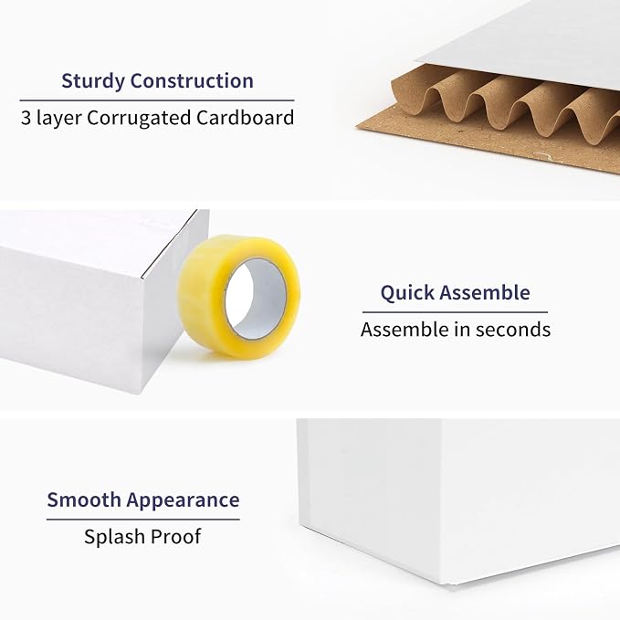 Small Shipping Boxes 8x8x8 Set of 6 | White Corrugated Cardboard, Box for Packaging Small Business Mailing Moving Gifts Wrap, Easy Assemble