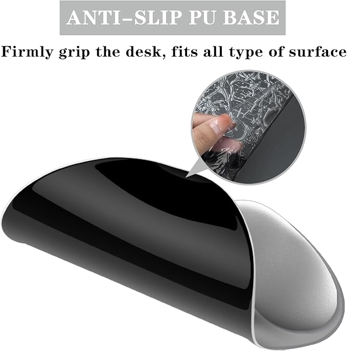 Mouse Pad with Wrist Rest,Ergonomic Mouse Pad with Comfortable Gel Wrist Rest Support and Non-Slip PU Base for Easy Typing Pain Relief, Durable and Washable(Gray)