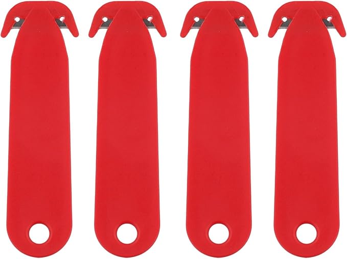 Double-Edged Safety Box Cutter for multi Tool with Stainless Steel Blade and Plastic Handle for Office Home Warehouse Dorm Room Package Opening Red Black 4 Pack Utility (4pcs red)