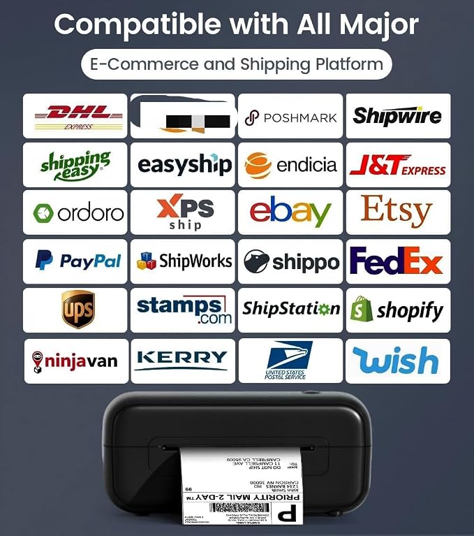 Phomemo 246SBT Shipping Label Printer- 4x6 Bluetooth Thermal Printer, Black | Thermal Address Label Printer for Small Business,Barcode Compatible with iPhone, Android, Windows, Mac, Shopify, USPS