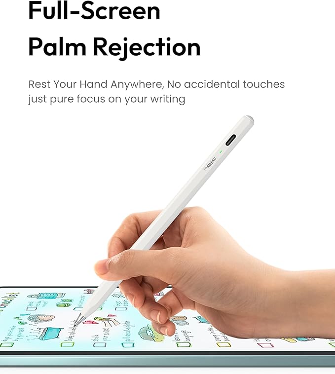 Metapen Pencil Air8 Pro for iPad 2018-2025, Ultra-Quiet, 2X Fast Charging, Palm Rejection Stylus Pen for iPad a16/11/10/9/8/7/6th Gen, Pro 12.9/11/13-inch M4, Air 3/4/5/M2/M3/M4, Mini 5/6th