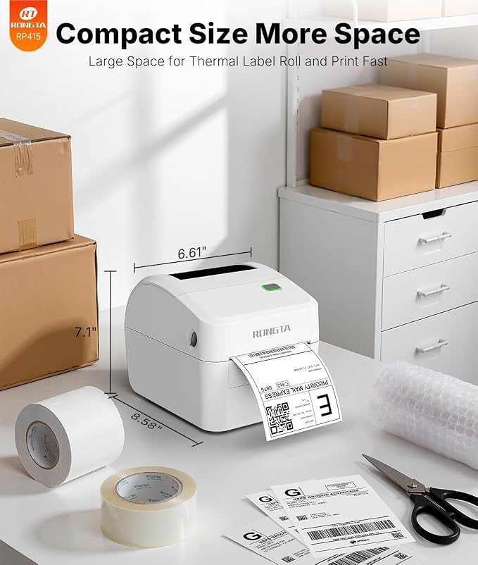 Rongta Thermal Shipping Label Printer, Wireless 4x6 Bluetooth Label Sticker Printer for Shipping Packages for Small Business,Compatible with Windows macOS Android and iOS