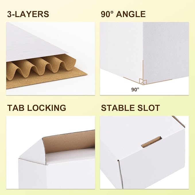 WIFTREY 6X4X3 Shipping Boxes Set of 30, 6X4X3 White Corrugated Cardboard Box for Packaging Small Business, Gift Packing, Mailing, Moving