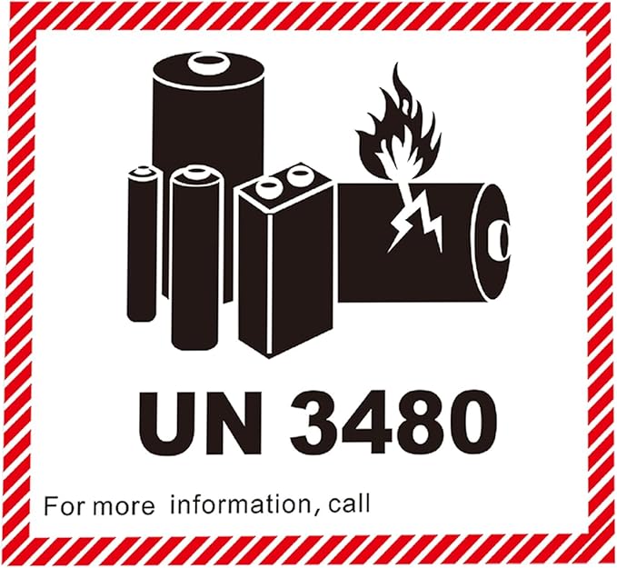 100pcs Lithium Ion Battery Transport Caution Warning Labels 4.7" x 4.3" Adhesive Stickers for Business Shipping Lithium Batteries (UN3480)