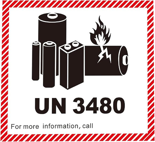 100pcs Lithium Ion Battery Transport Caution Warning Labels 4.7" x 4.3" Adhesive Stickers for Business Shipping Lithium Batteries (UN3480)