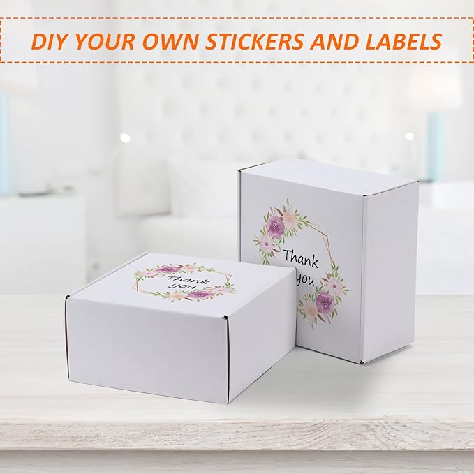 HORLIMER 8x8x4 inches Shipping Boxes Set of 25, White Corrugated Cardboard Box Literature Mailer