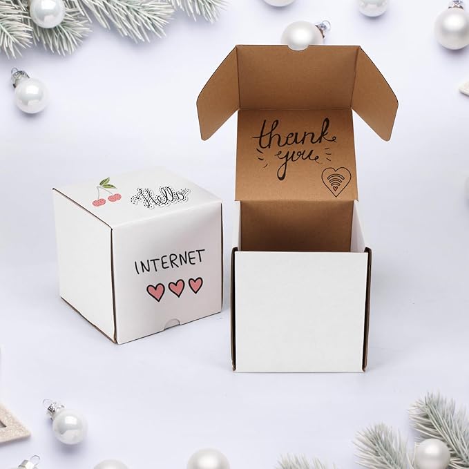 ZBEIVAN 5x5x5 White Small Shipping Boxes, 30 Packs Corrugated Cardboard Mailer Boxes for Packaging Small Business Mailing Gifts Wrap Boxes with Lids
