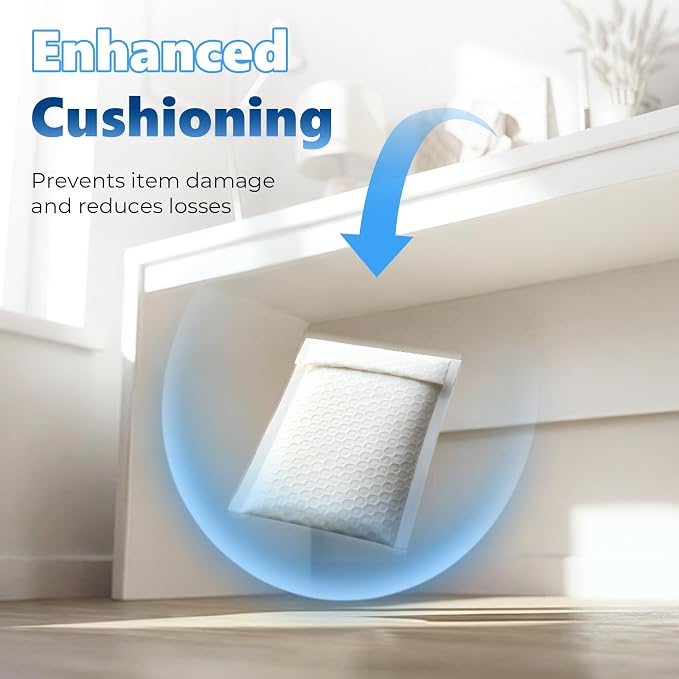 Metronic Bubble Mailers 4x8" 800Pack Padded Envelopes True 4x7" Usable Size | 50% Thicker 1/7" Bubble Self Seal Waterproof Bulk Bubble Envelopes for Trading Cards,Jewelry,Makeup,Small Business,#000,White